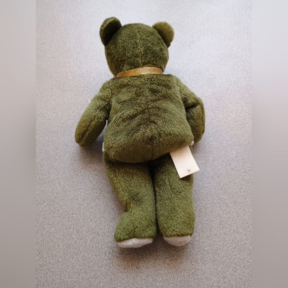 The Original Holy Bears Beanie Bear Sitting Green & White Plush Stuffed Animal - Picture 4 of 10